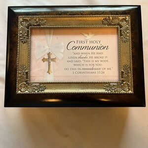 First Holy Communion Keepsake Music Box - Cherry and Gold